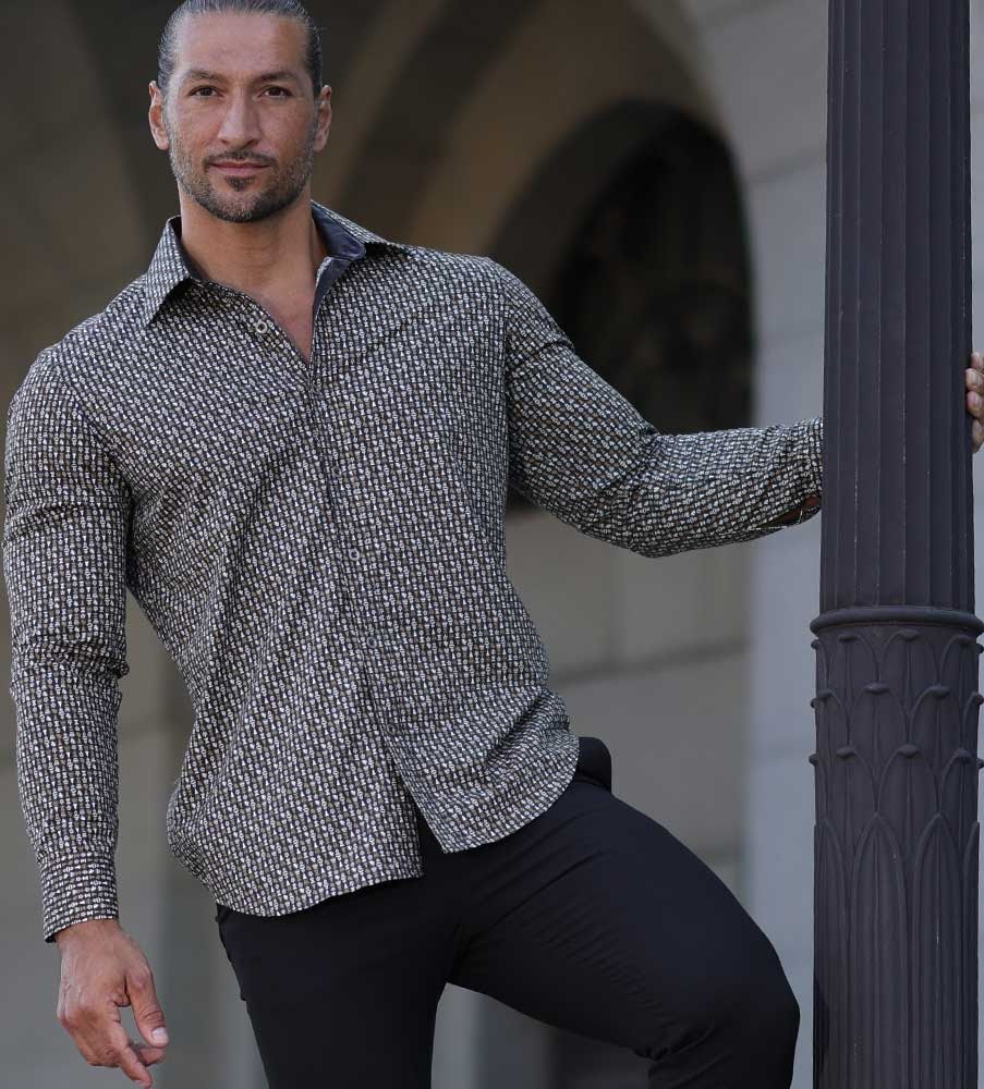 Bomullsskjorta med schackpjäser