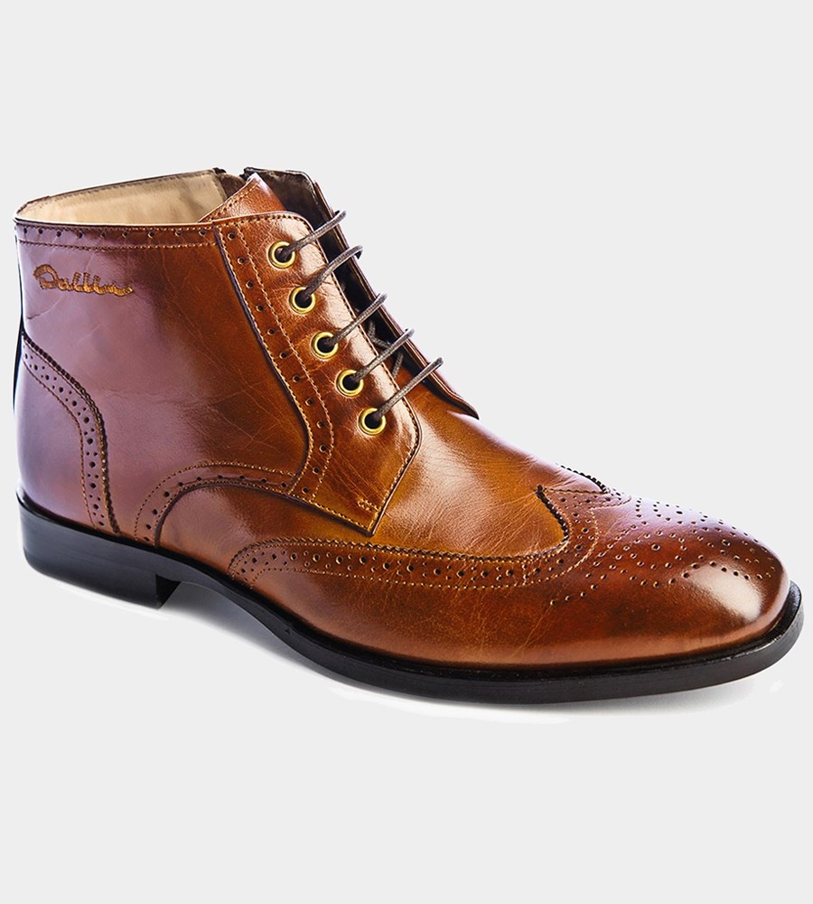 Cognac bruna boots med broguedetaljer