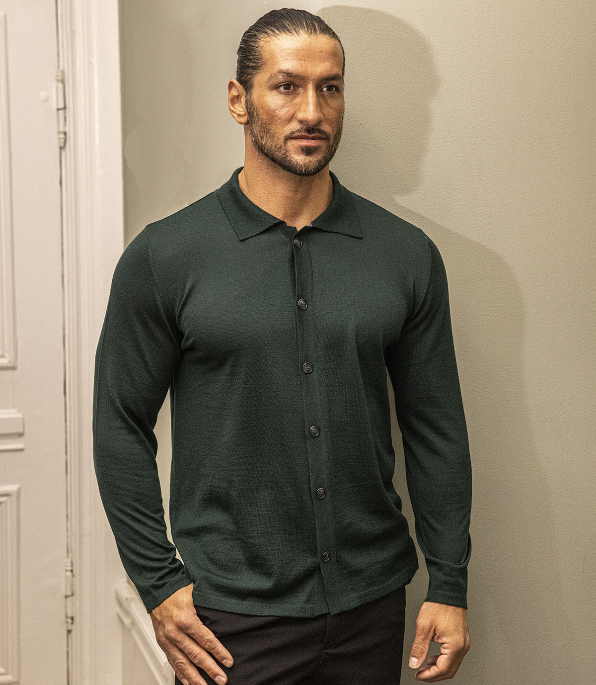 Grön merinocardigan